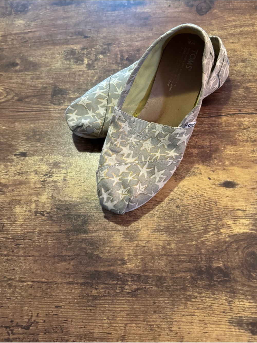 Toms Beige Star-Print Canvas Slip-On Flats